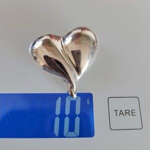 Vintage Mexico Signed 925 Silver 10 grams HEART Shaped Brooch Pin